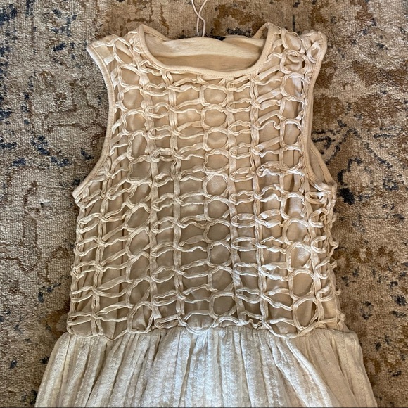 Zara oatmeal color crochet midi dress. - Picture 4 of 6